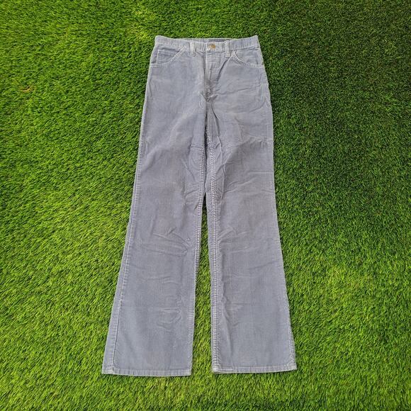 Vintage 70s Wrangler Bootcut Corduroy Pants 27x31 Faded Blue - Picture 1 of 16